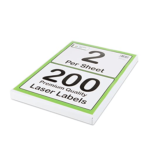 [200 Labels] Self Adhesive White Sticky Printer Labels for A4 Printer 2 per Sheet | A5 Sticky Printer 2 per A4 Sheet Address Labels | Laser Printer Labels 2 per Sheet for All Types of A4 Printer