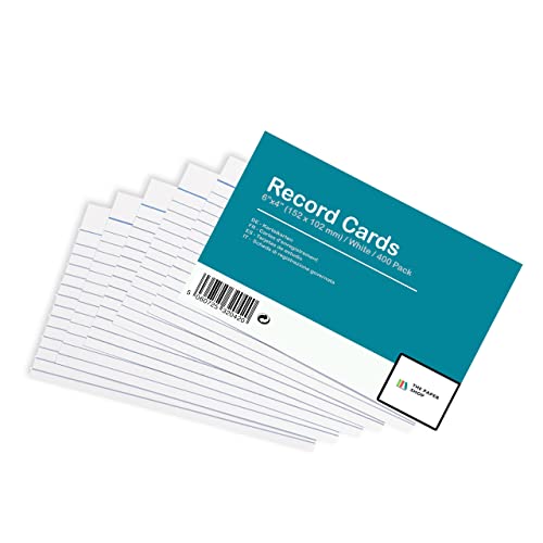 [400 Pack] Revision Cards 6x4 White Record Cards FlashCards Ruled (6âx 4â) 152mm x 102mm Blank Flash Cards Index Cards