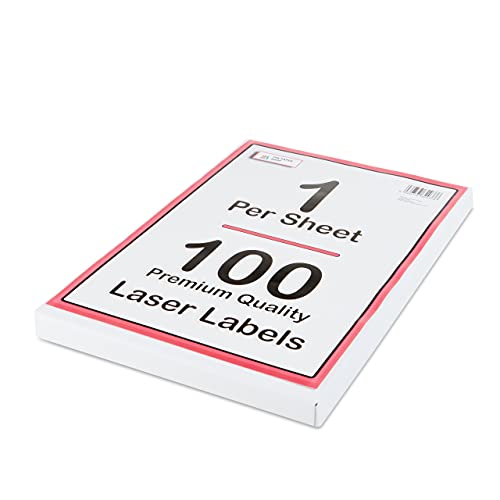 [100 Labels] Self Adhesive White Sticky Printer Labels for A4 Printer 1 per Sheet | Sticky Printer 1 per A4 Sheet Address Labels | Laser Printer Labels 1 per Sheet for All Types of A4 Printer