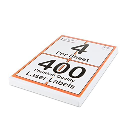 [400 Labels] Self Adhesive White Sticky Printer Labels for A4 Printer 4 per Sheet | A6 Sticky Printer 4 per A4 Sheet Address Labels | Laser Printer Labels 4 per Sheet for All Types of A4 Printer