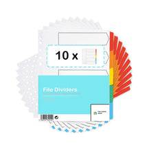 Load image into Gallery viewer, [10 Pack] A4+ File Dividers Extra Wide 5 Part Plain Tabs Subject Dividers Without Numbers Multipunched Reinforced Colour Tabs 150gsm
