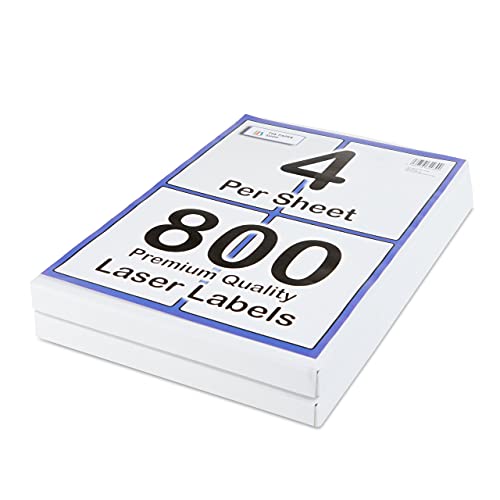 [800 Labels] Self Adhesive White Sticky Printer Labels for A4 Printer 4 per Sheet | A6 Sticky Printer 4 per A4 Sheet Address Labels | Laser Printer Labels 4 per Sheet for All Types of A4 Printer