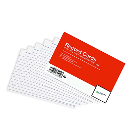 [800 Pack] A6 Revision Cards 6x4 White Record Cards FlashCards Ruled (6