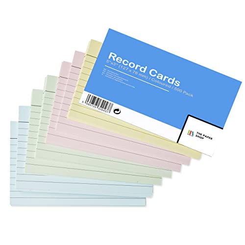 [500 Pack] Revision Cards 5x3 Coloured Record Cards FlashCards Ruled (5